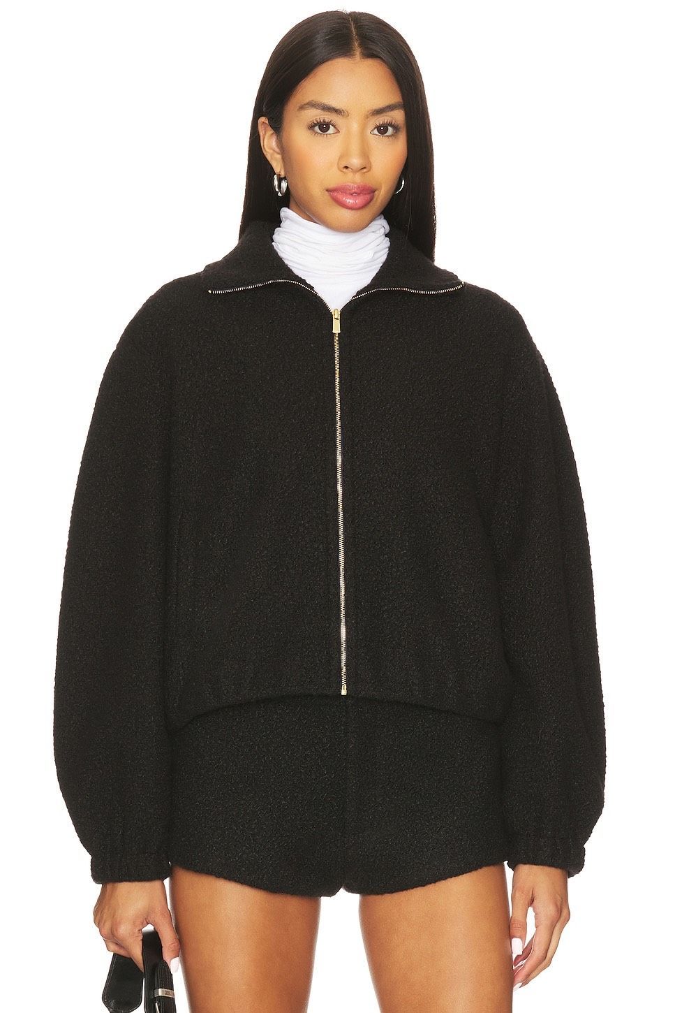 Amanda Uprichard Como Bomber Jacket In Black Size Small $246